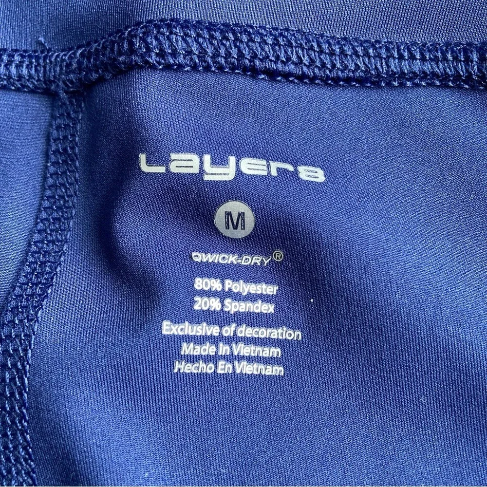 Layers 8 Womens Qwick-Dry High‎ Rise Pocket Leggings Blue Reflective Size M